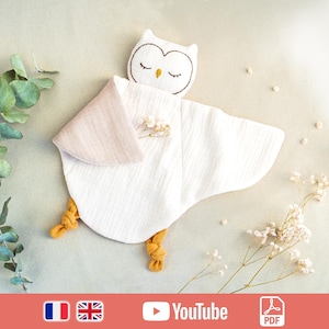 フクロウのぬいぐるみの型紙（PDF）とフランス語のビデオチュートリアル