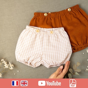 Patron Bloomer bébé PDF + Tutoriel vidéo français | Shorts pour garçons et filles (facile)