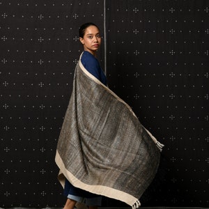 Handwoven Silk Wool Shawl – Indian wool silk wrap, Warm Lightweight Winter Wrap, Soft Unisex Stole, Ethical Slow Fashion