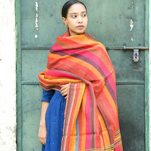 Handwoven Wool Blanket – Natural Warm Throw , Artisan-Made Winter Blanket, Ethical Boho Home Decor