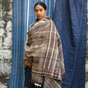 Rustic Handwoven Wool Throw – Boho Bed Blanket – Wool Sofa Throw – Winter Home Decor – Artisan Made in India