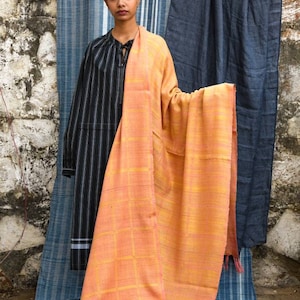 Hand woven silk wool shawl