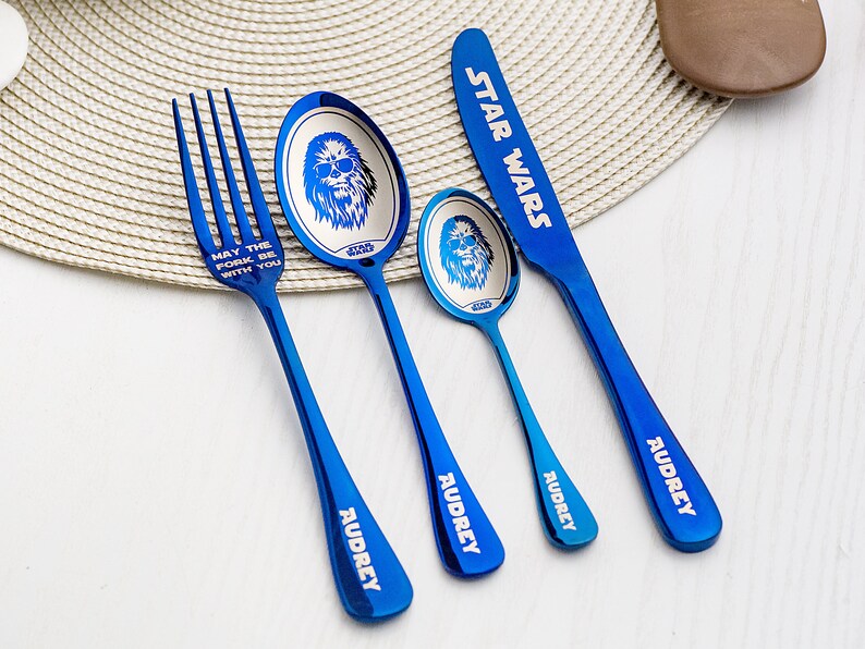 Custom cutlery with an engraved picture or logo. Text in any Etsy