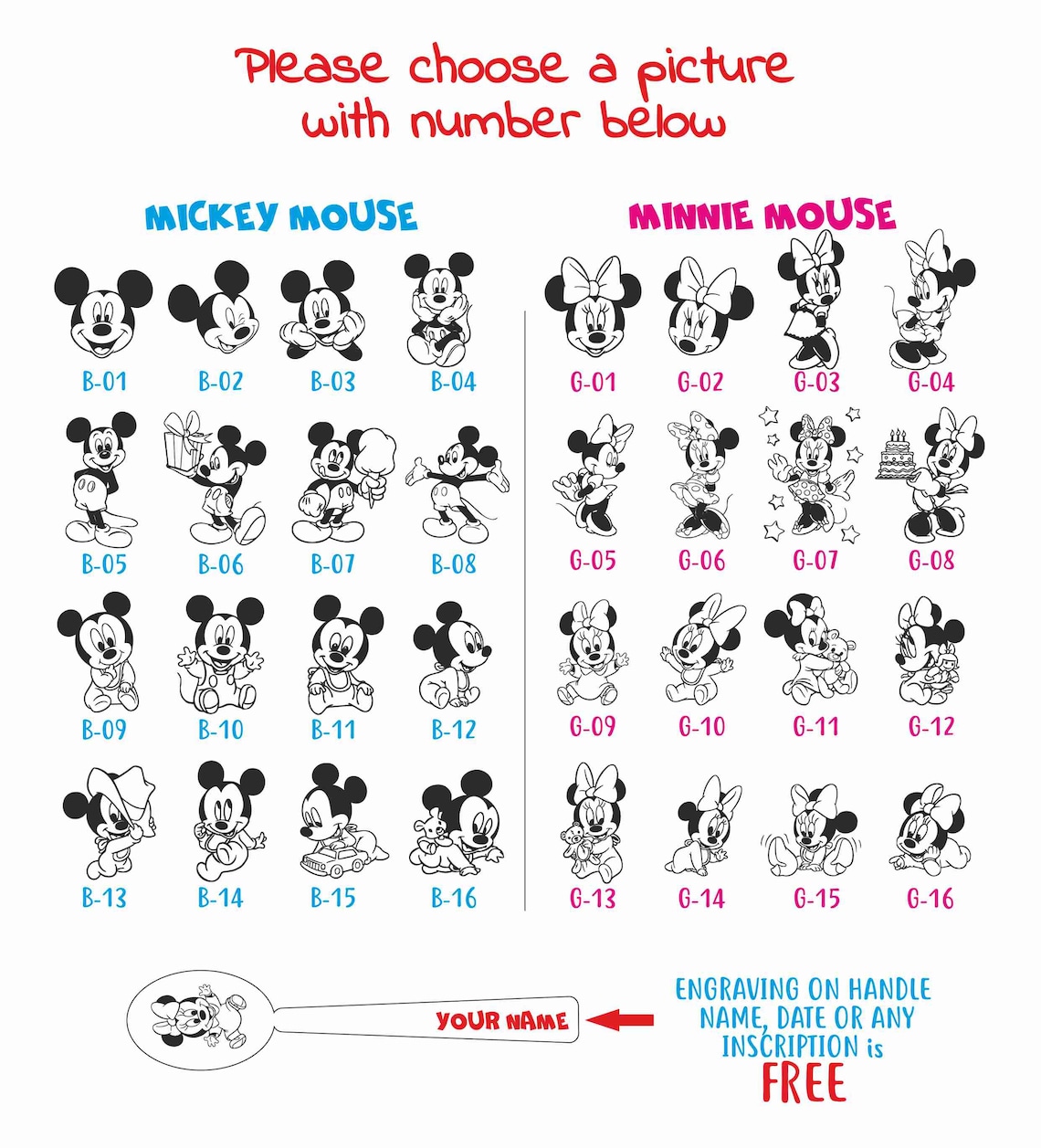 Mickey mouse names gift personalized baby gifts cutlery with etsy