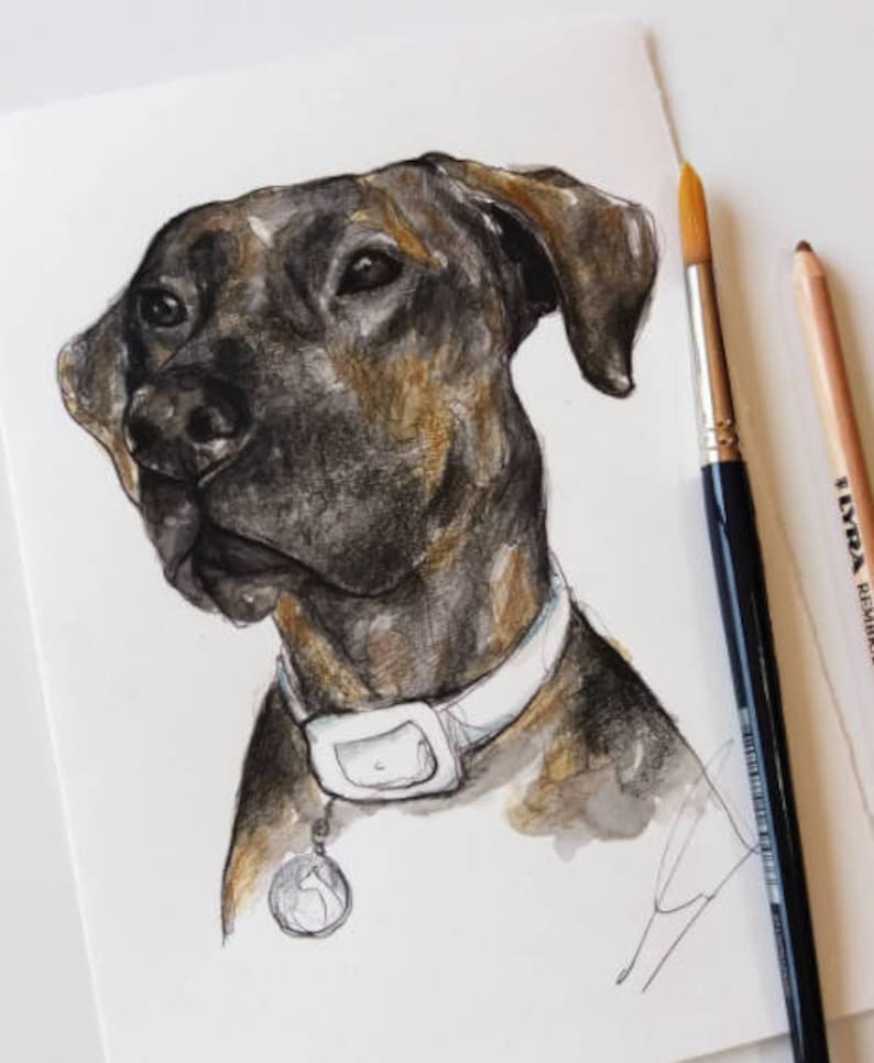 handmade Personalized portrait of your pet portrait in watercolor Original personalized order