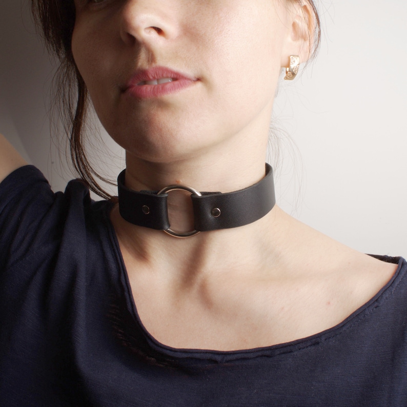 Black Leather O Ring Choker bdsm day collar can be a good Etsy