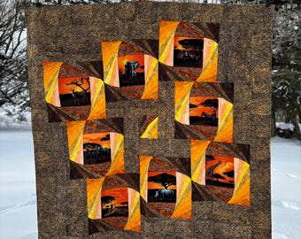 Lap Quilt - African Sunrise - Living Room - House Warming gift