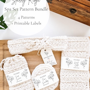 Crochet Spa Set Pattern Bundle - Four PDFs, Star Stitch Design