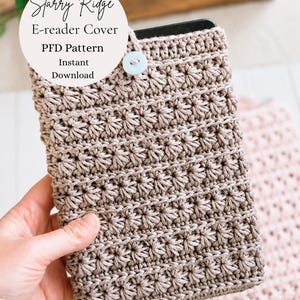Crochet Pattern, Starry Ridge Kindle Cover - Adjustable Star Stitch E-reader Case PDF