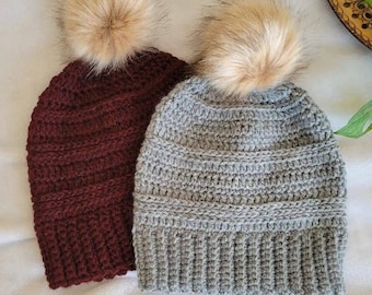 Easy Crochet Beanie Pattern, Three Ridges Hat (PDF Pattern)