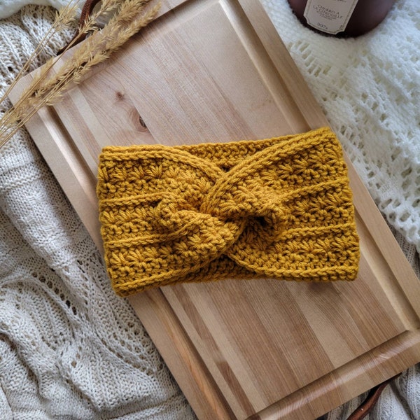Easy Crochet Twisted Headband Pattern/ All Sizes Starry Ridge Headband
