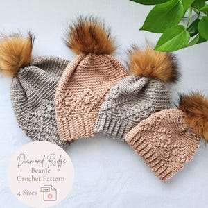 Modèle de bonnet au crochet Diamond Ridge : Bonnet à superposition texturée (Téléchargement PDF)