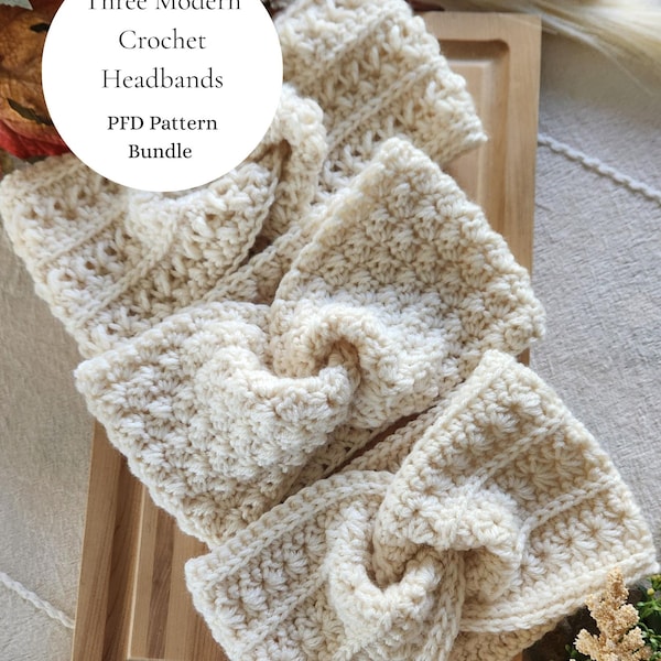 3 Modern Crochet Headband Patterns Bundle (PDF)