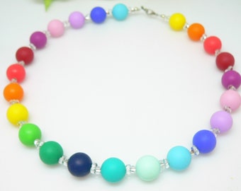 Necklace, necklace, eco-friendly silicone beads, colorful, colorful, multicolored, multicolor, red, green, blue, yellow, purple