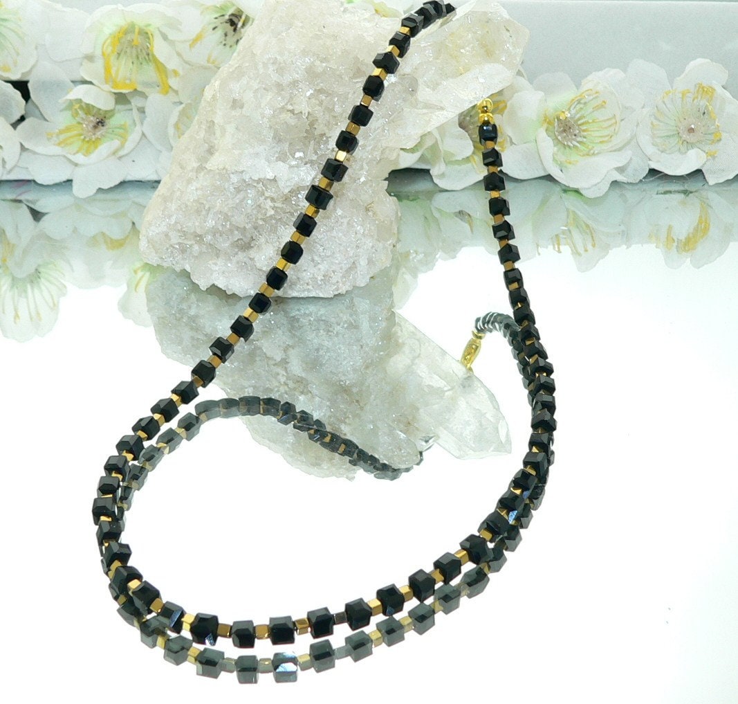 Chain, Necklace, Collier, Chain of Cubes, Cube, Glass, Glass Jewellery ...