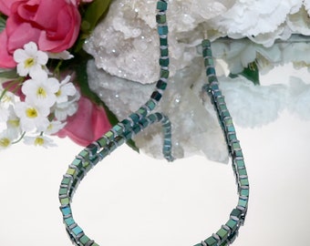 Collana A Cubi In Ematite Multicolore Argento Opaco – Handmade Acciaio, Regolazione Tedesca - Foto 2