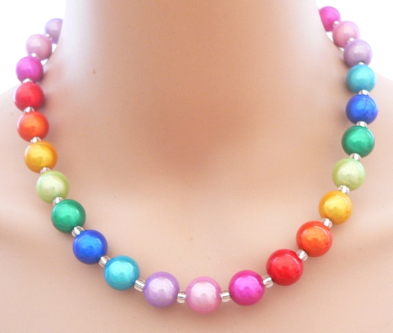 Sautoir Neuf Avec Perles De Verre Multicolores - Longue Chaîne, Belle Qualité - Jamais Porté