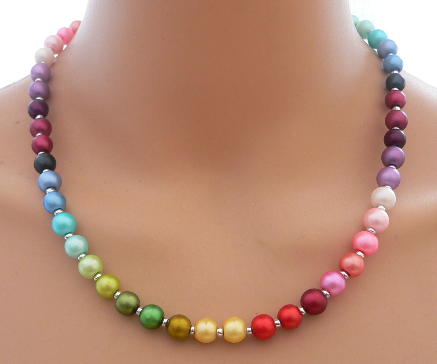 Sautoir Perles De Verre Multicolores - Neuf, Qualité Supérieure, Jamais Porté