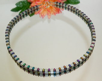Collana catena da cubo cubo ematite opaca argento distanziatore lucido