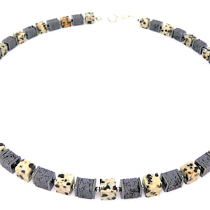 Cube chain, necklace, necklace, necklace, cube, cube, gemstone, gemstone, jasper, hematite, black, lava style,