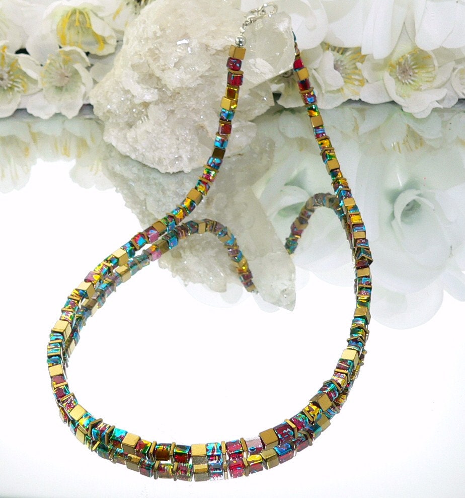 Chain, Necklace, Collier, Cube Chain, Cube, Necklace, Hematite Cubes ...