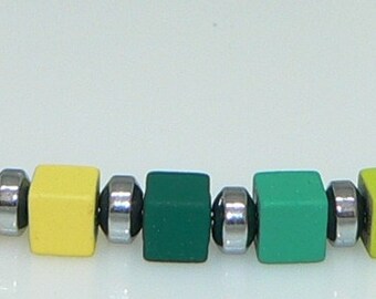Collana, Collier, catena a cubo, collana, alluminio, quadrati di