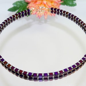 Chain, necklace, necklace, cube chain, cube, hematite, hematite cube, hematite spacer, bordeaux, purple, silver, red, dark red