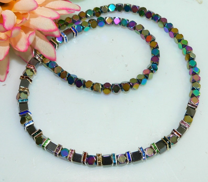 yellow red cube chain blue cube rhinestone colored necklace necklace hematite green multicolor multicolor