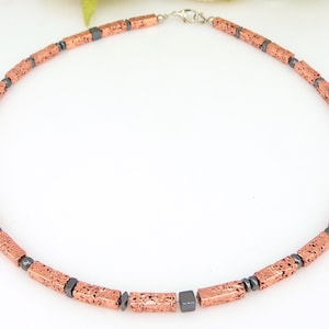 Necklace, Necklace, Necklace, Gemstone, Gemstone, Lava, Rectangular, Multicolor, Multicolored, Shiny, Hematite, Black
