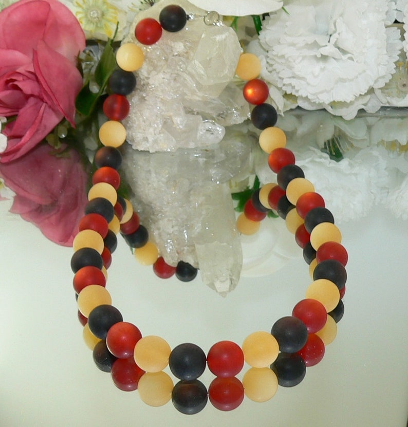 multicolored pearl necklace necklace necklace jeweler wire copper beige rust dark brow Polaris beads sand