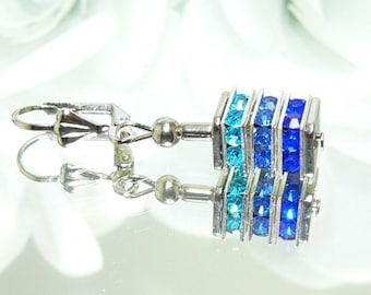 Earrings ear studs earrings rhinestones blue turquoise dark blue light blue jeans