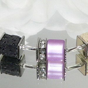 Kette, Halskette, Collier, Würfelkette, Würfel, Cube, Lava, Polaris, Strass, sand, schwarz, lila, flieder, violett, Bild 2