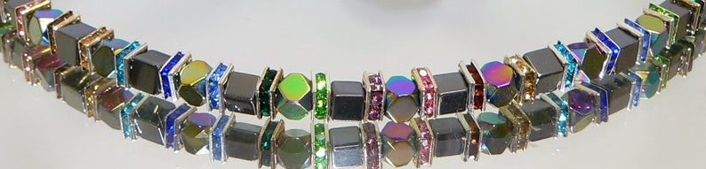 yellow red cube chain blue cube rhinestone colored necklace necklace hematite green multicolor multicolor
