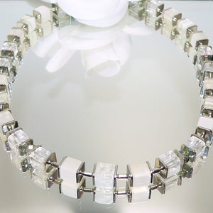 Necklace, necklace, cube necklace, cube, glass cube, polaris cube, crystal glass, quartz cube, white, clear