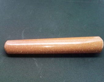 Brown Goldstone Round Massage Wand Reiki Crystal Healing Pagan Wicca