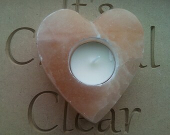 SELENITE STAR TEA LIGHT HOLDER GEMSTONE CRYSTAL SATIN SPAR REIKI WICCA PAGAN