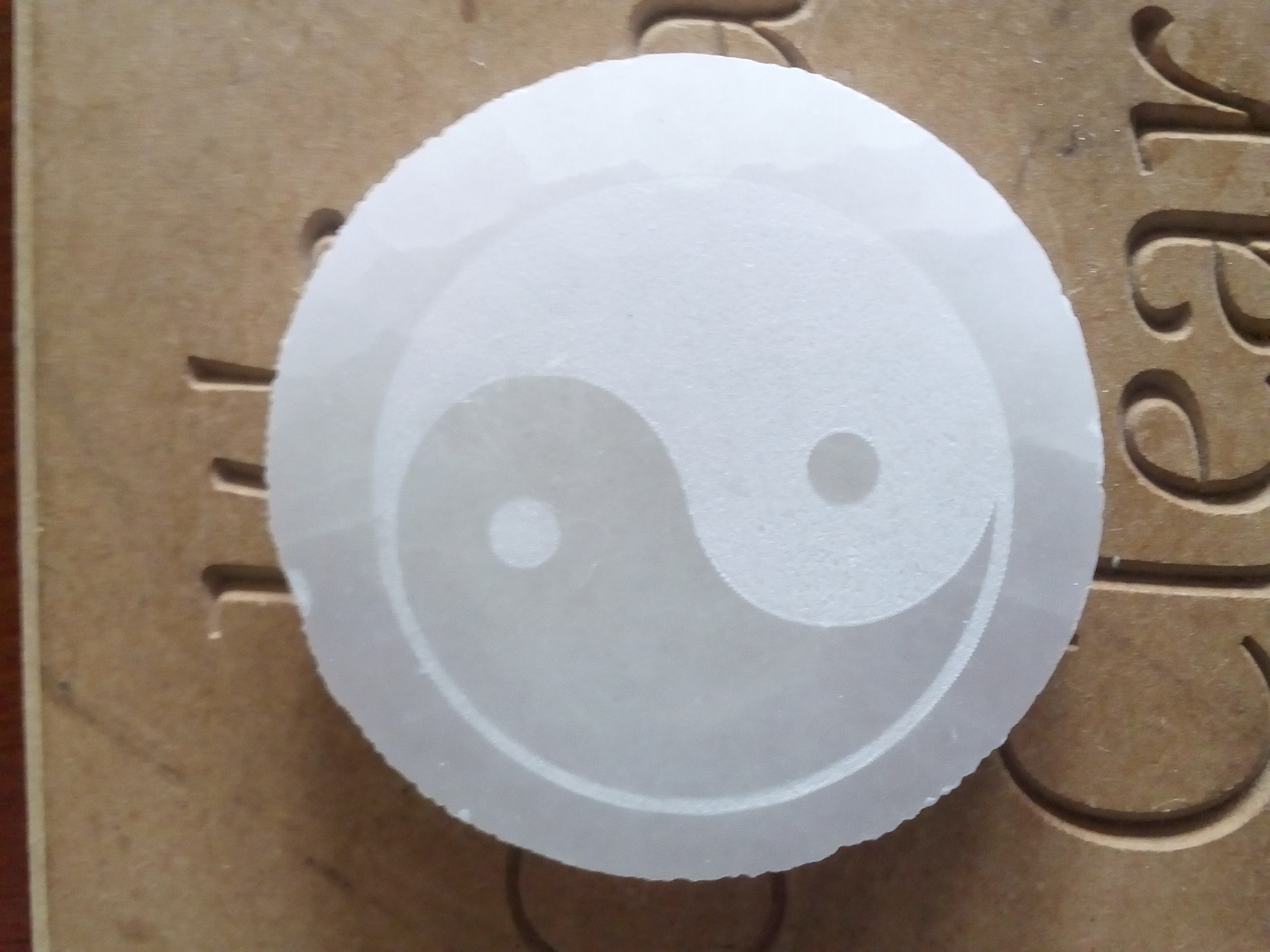 Yin Yang Symbol Engraved Selenite Charging Plate Altar Disc Meditation Reiki Crystal Healing