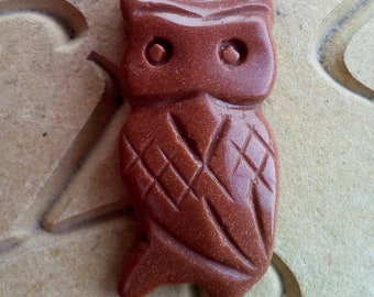 Brown Goldstone Carved Owl Reiki Charged Pendant Reiki Crystal Healing Pagan Wicca