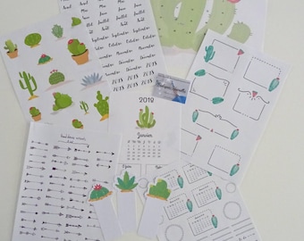 Starter kit and accessories bujo 2018 Collection "CACTUS"