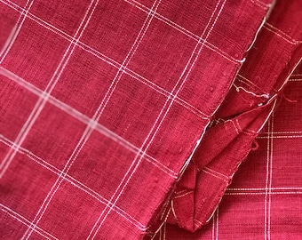 1 yard of Handspun khadi Natural Dyed Chequered Fabric
