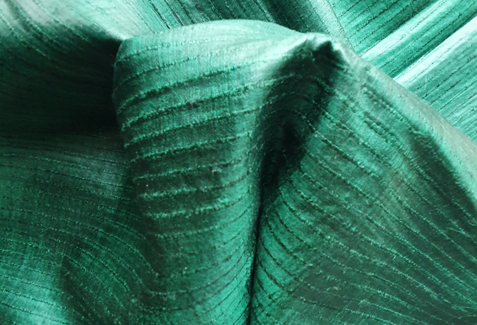 Bengal Silk Fabric Tussar Silk Fabric Green Hand Woven Silk Fabric Hand