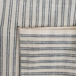Dark Indigo stripes on natural cotton ( 1 Yard)
