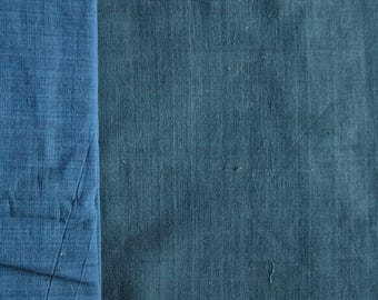 Handspun Khadi Cotton Fabric: Natural Indigo Greenish Shade, 44 inches Wide