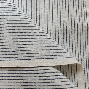 Dark indigo stripes on ecru natural cotton