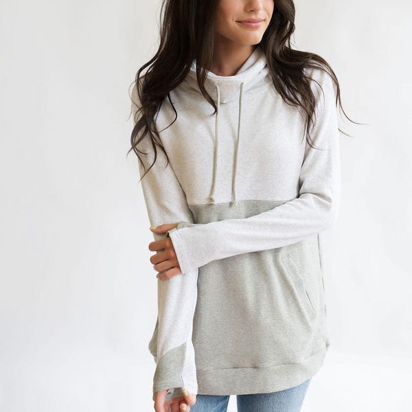Nursing Sweatshirt For Breastfeeding - Light Gray/Gray