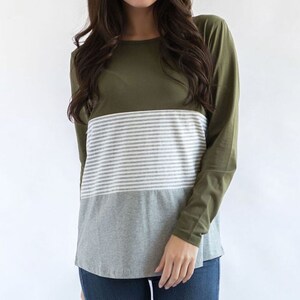 Olive green long sleeve nursing shirt