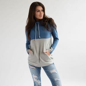 Nursing Sweatshirt for Breastfeeding Nursing Hoodie With Zipper Nursing Sweater With Zip Breastfeeding Tops Nursing Clothes Blue Gray