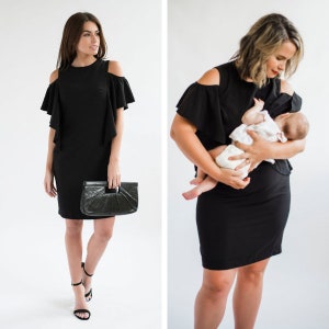 Nursing Dress Breastfeeding - Nursing Dresses for Women - Formal Nursing Dress for a Wedding- Black Nursing Dress