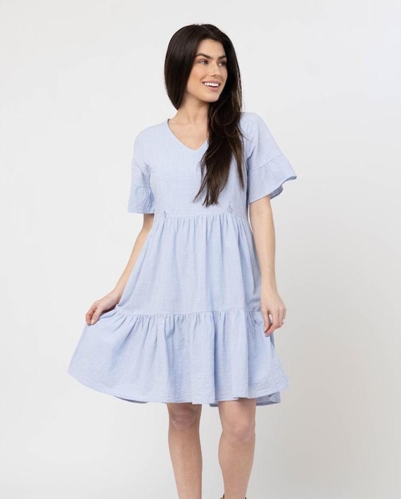 feeding dresses cotton Breastfeeding Dress, Nursing Cotton, Breastfeeding Mom Gifts, Nursing Mom Dress, Nursing Dress for Church, Periwinkle nursing feeding night dress Gold Sequins One Shoulder swatch_darly-dress-buttercream*buttercream chest size 34/C and Color:Campbell