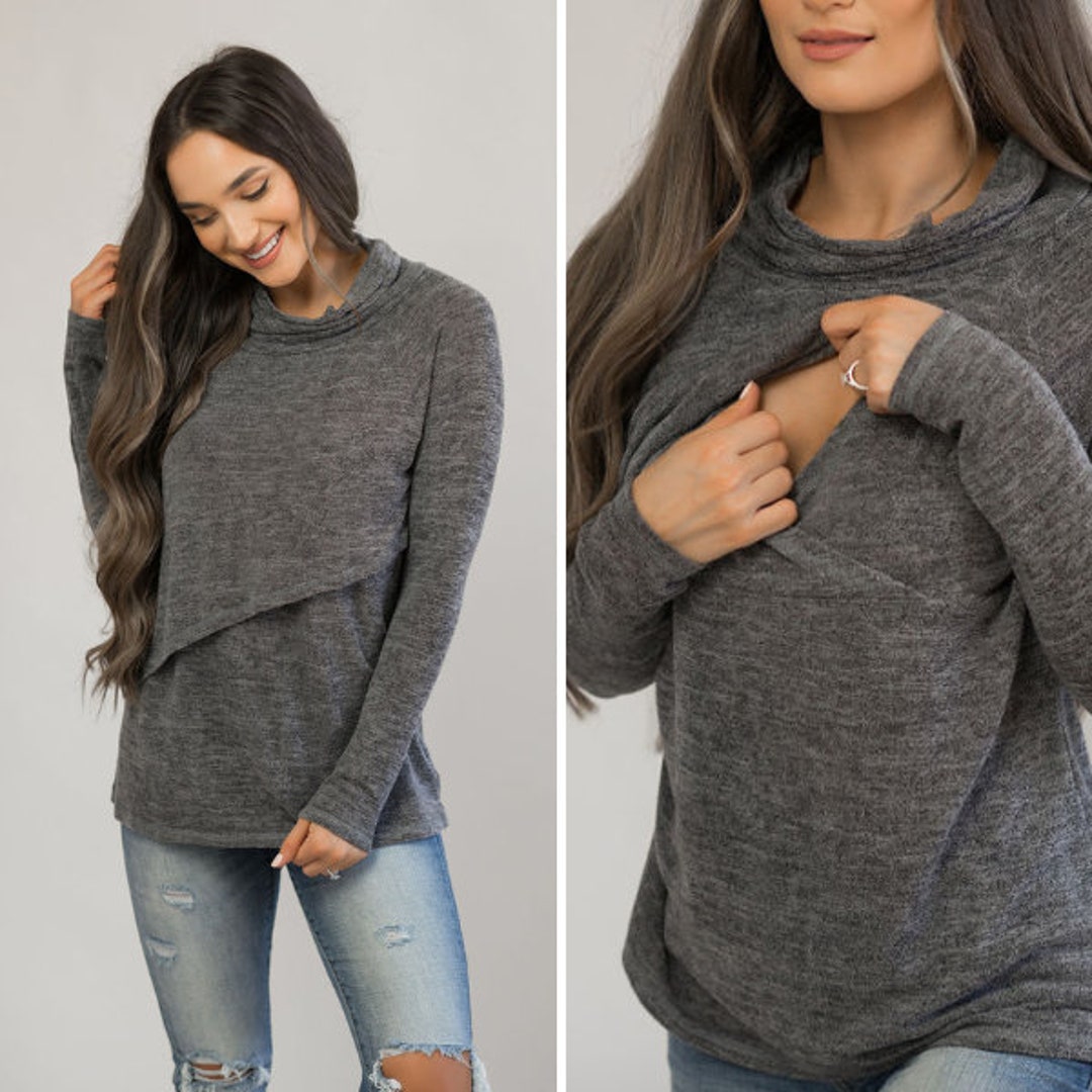 Breastfeeding Sweater Asymmetrical Nursing Top Breastfeeding Clothes ...